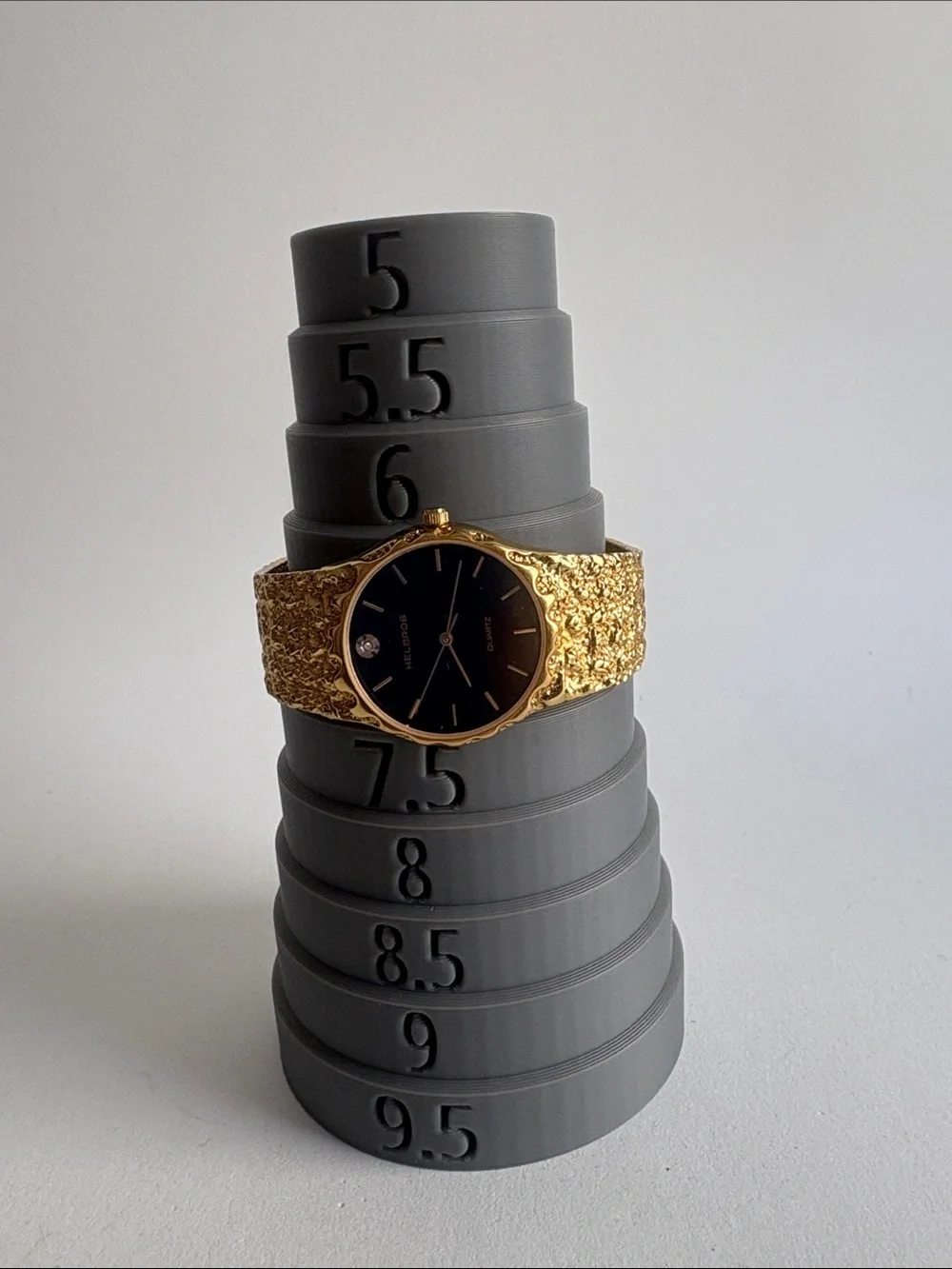 Vintage Helbros Regency Gold Nugget Bracelet Watch Black Dial
